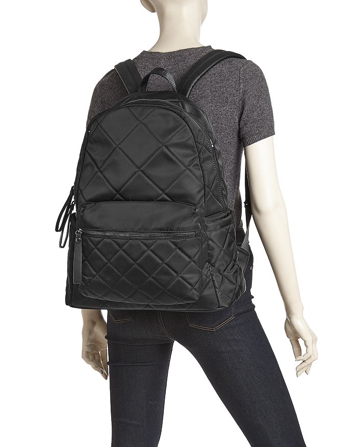 Shop Sol & Selene Large Motivator Quilted Nylon Backpack In Black/black