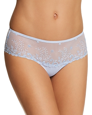 Simone Perele Delice Floral-embroidered Boyshorts, Powder Blue In Powder Blue