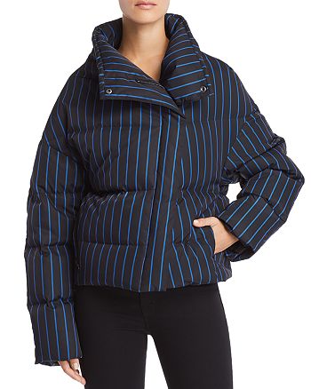 Theory - Striped Down Puffer Coat