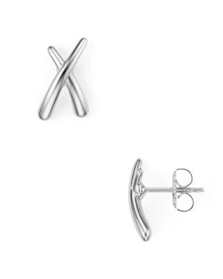 Crisscross Tube Stud Earrings 