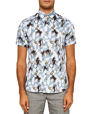 TED BAKER GLOVERS MONKEY REGULAR FIT BUTTON-DOWN SHIRT,TC8MGA46GLOVERS