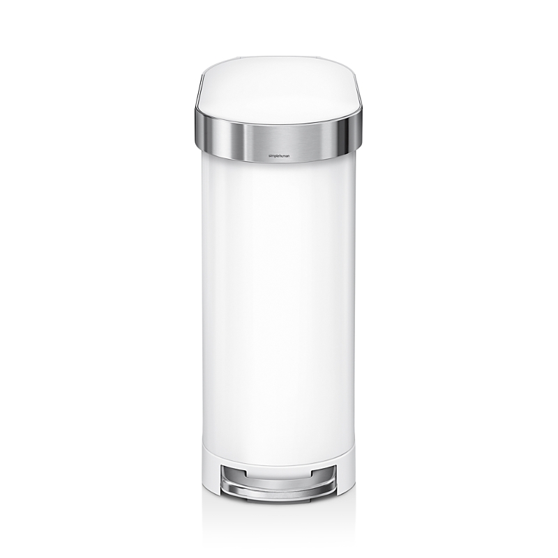 Simplehuman 45-liter Slim Step Trash Can With Liner Rim In White