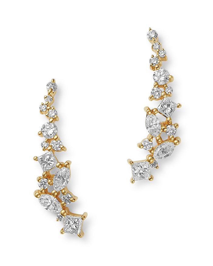 Bloomingdale's Diamond Climber Earrings In 14k Yellow Gold, 0.75 Ct. T.w. - 100% Exclusive In White/gold