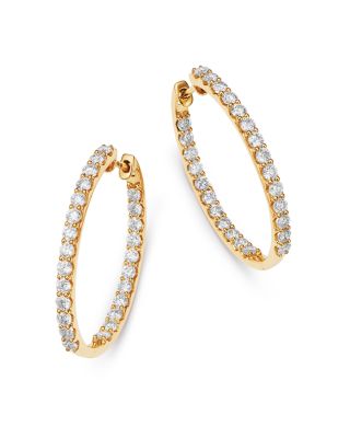 yellow gold and diamond hoop earrings