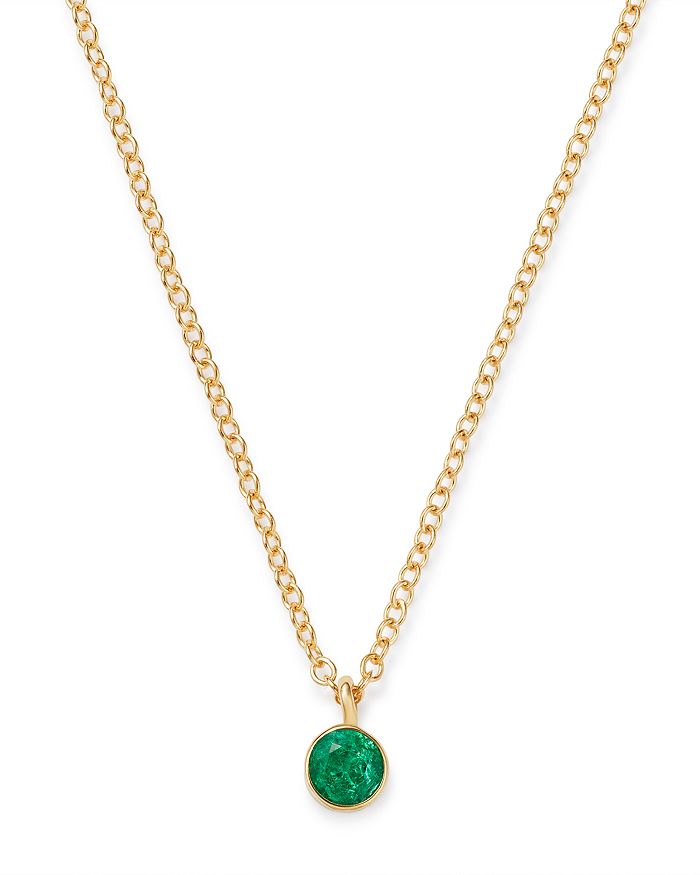 Zoë Chicco 14k Yellow Gold Emerald Drop Choker Adjustable Necklace, 14-16 In Green/gold