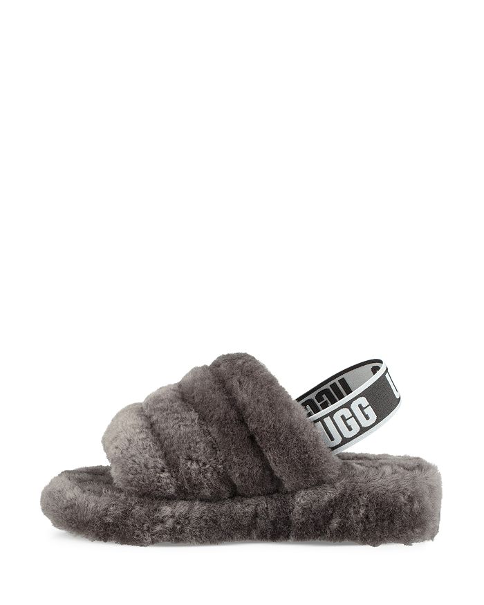 Ugg Kids' Fluff Yeah Sheepskin Slingback Slippers In Grey | ModeSens