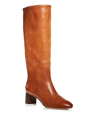 Loeffler Randall Women's Gia Pointed Toe Knee-high Leather Mid-heel Boots In Cognac