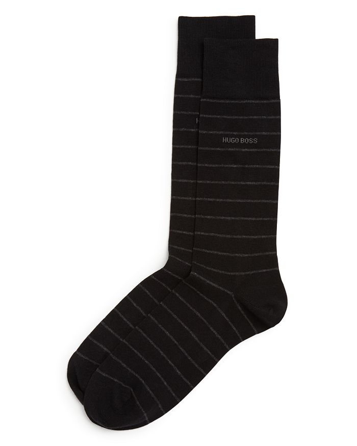 Shop Hugo Boss Brad Striped Dress Socks In Black