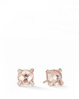 David Yurman - Châtelaine®  Stud Earrings with Morganite & Diamonds in 18K Rose Gold