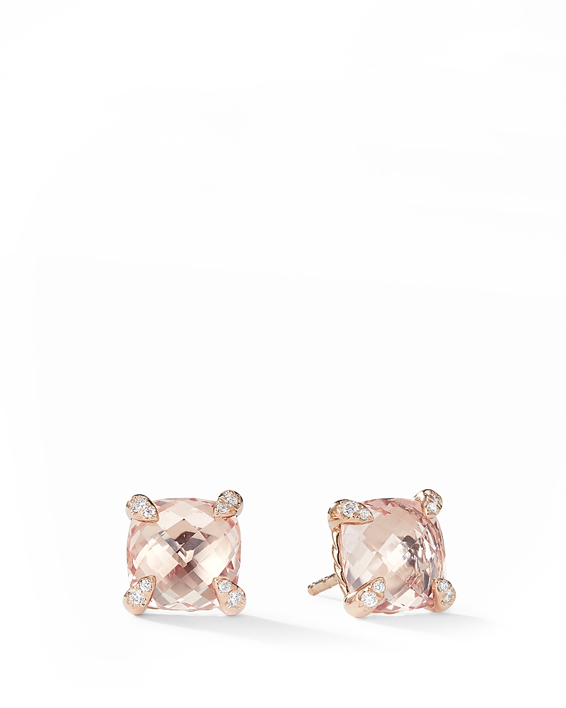David Yurman Chatelaine Stud Earrings with Morganite & Diamonds in 18K Rose Gold
