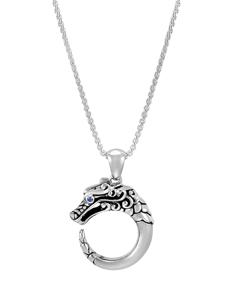 John Hardy Sterling Silver Legends Naga Blue Sapphire Eyes Adjustable Pendant Necklace, 16-18