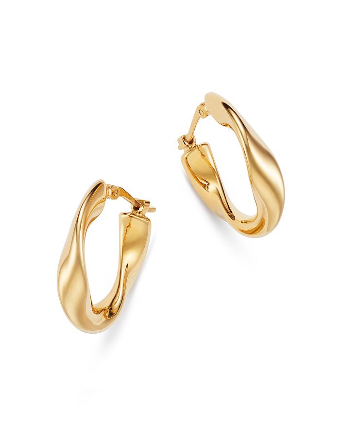 Bloomingdale's Medium Wave Hoop Earrings In 14k Yellow Gold - 100% Exclusive