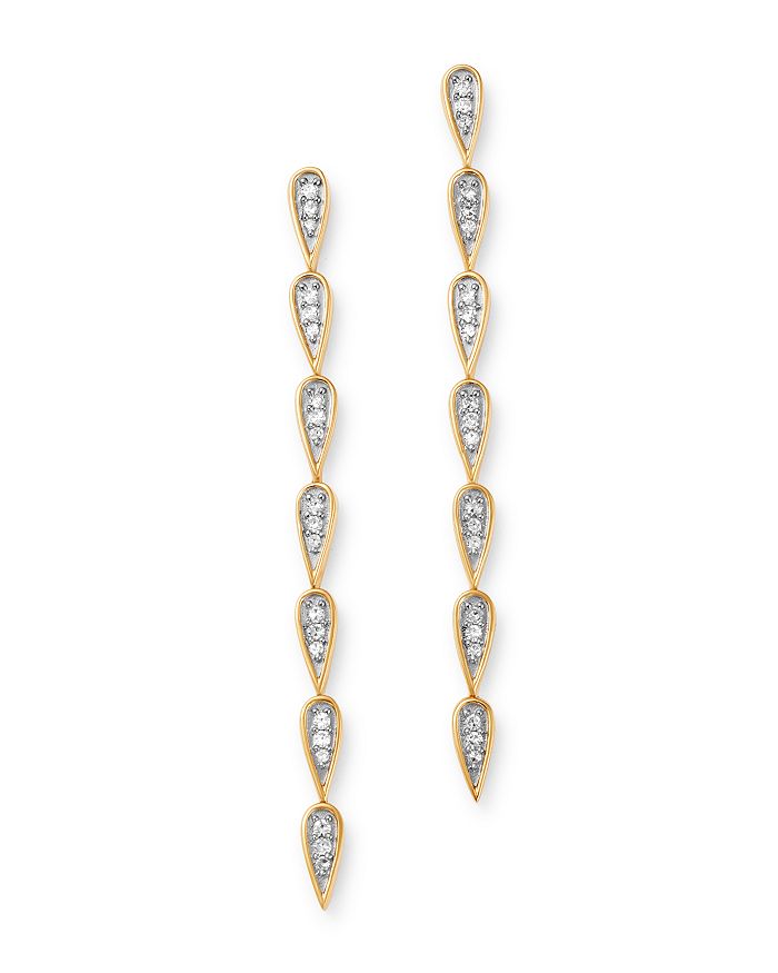 Adina Reyter 14k Yellow Gold Pave Diamond Teardrop Link Earrings In White/gold