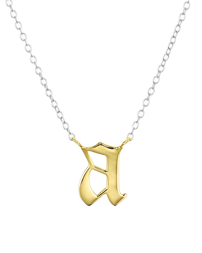 Argento Vivo Two Tone Gothic Initial Pendant Necklace, 16 In Two Tone/a