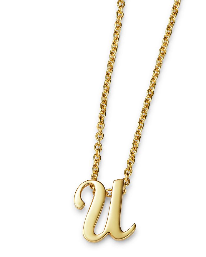 Roberto Coin 18k Yellow Gold Cursive Initial Necklace, 16 In U/gold