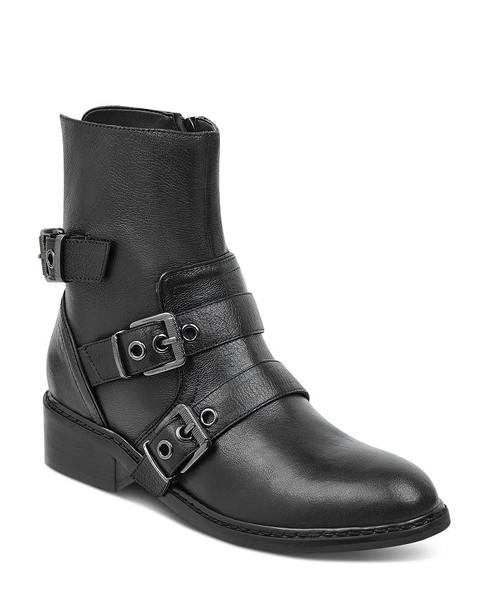 KENDALL + KYLIE KENDALL AND KYLIE WOMEN'S NORI ROUND TOE LEATHER LOW-HEEL BOOTIES,KKNORI