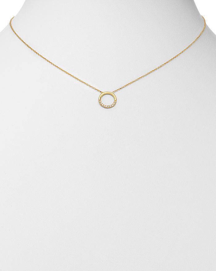 Shop Zoë Chicco 14k Yellow Gold Small Thick Circle Pave Diamond Adjustable Necklace, 16 In White/gold