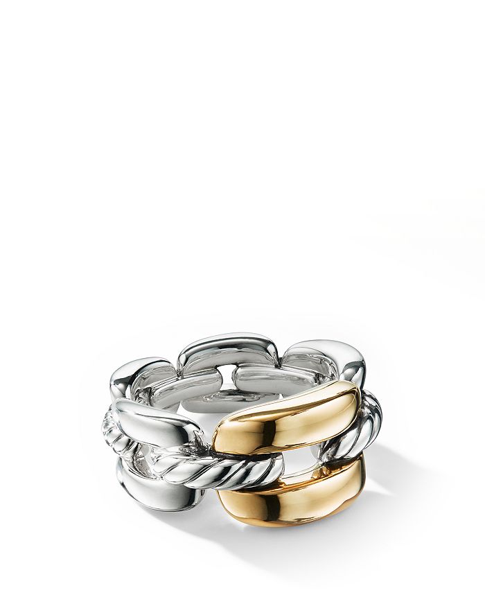DAVID YURMAN WELLESLEY LINK MEDIUM CHAIN LINK RING IN STERLING SILVER WITH 18K YELLOW GOLD,R14224 S86
