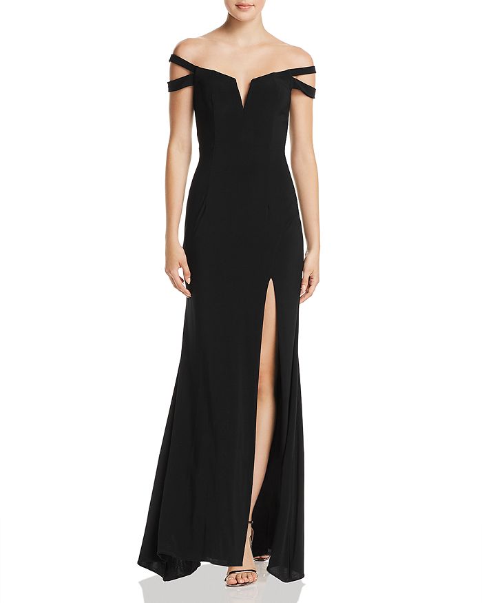 Aqua Off-the-shoulder Gown - 100% Exclusive In Black | ModeSens