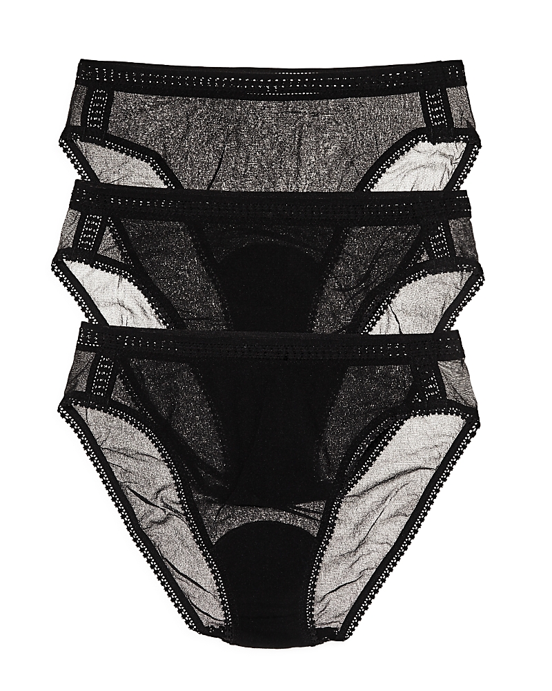 On Gossamer Gossamer Mesh Hip High-cut Briefs, Set Of 3 In Black