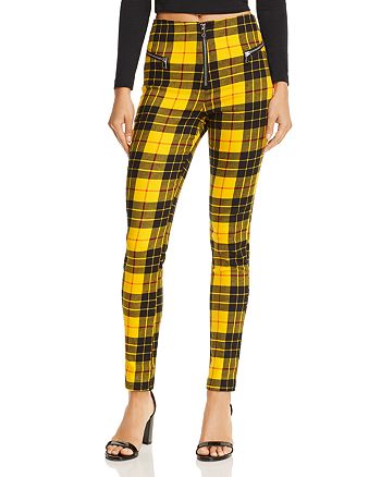 yellow plaid skinny pants