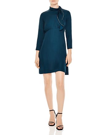 sandro tie neck dress