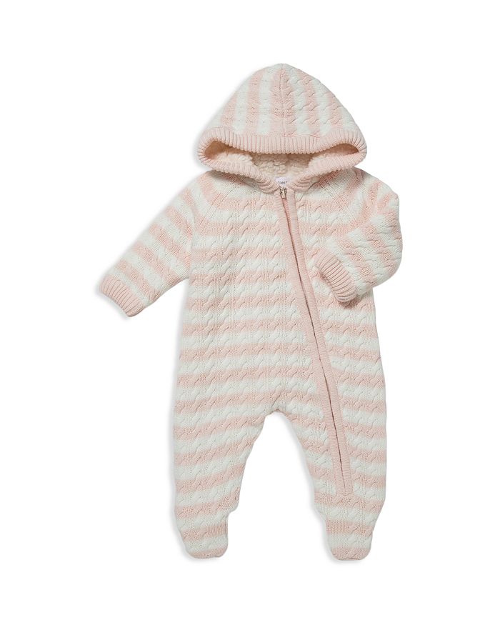 Angel Dear Girls' Sherpa Lined Knit Footie - Baby In Pink/white