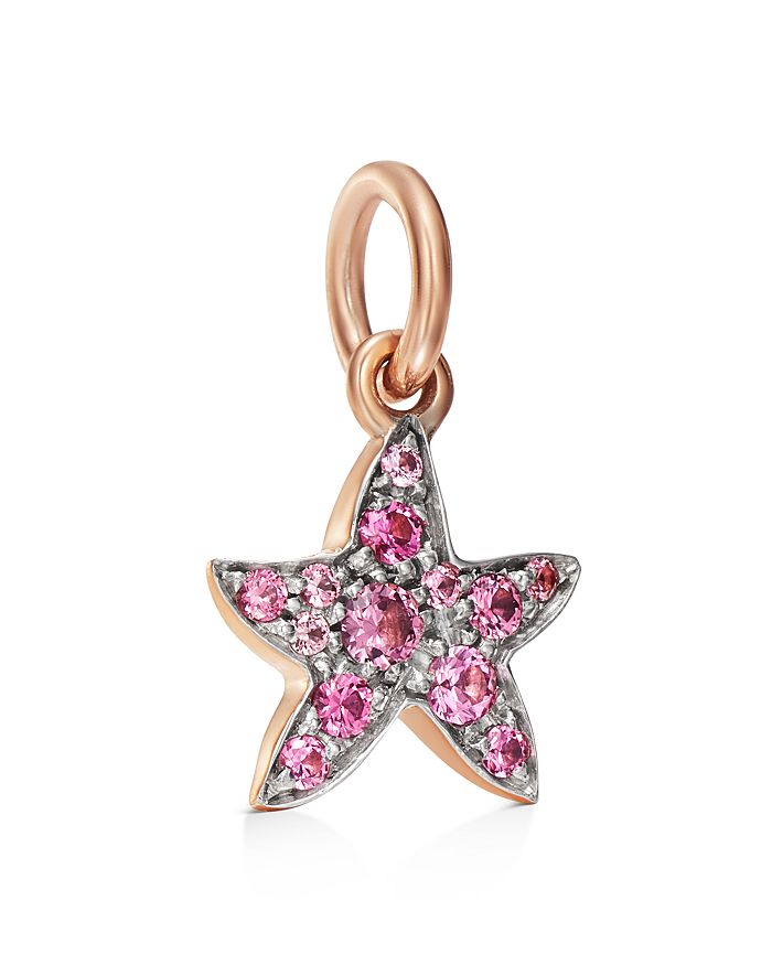Dodo Red Spinel Starfish Charm In Red/rose Gold