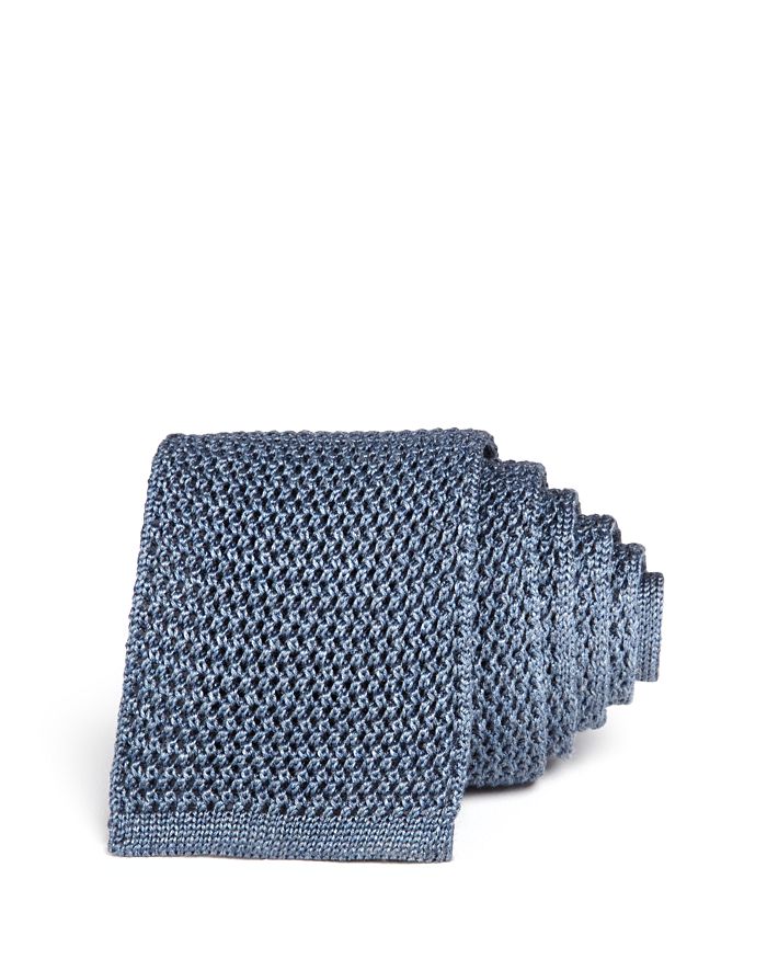 Ledbury Basic Knit Skinny Tie In Gray Blue