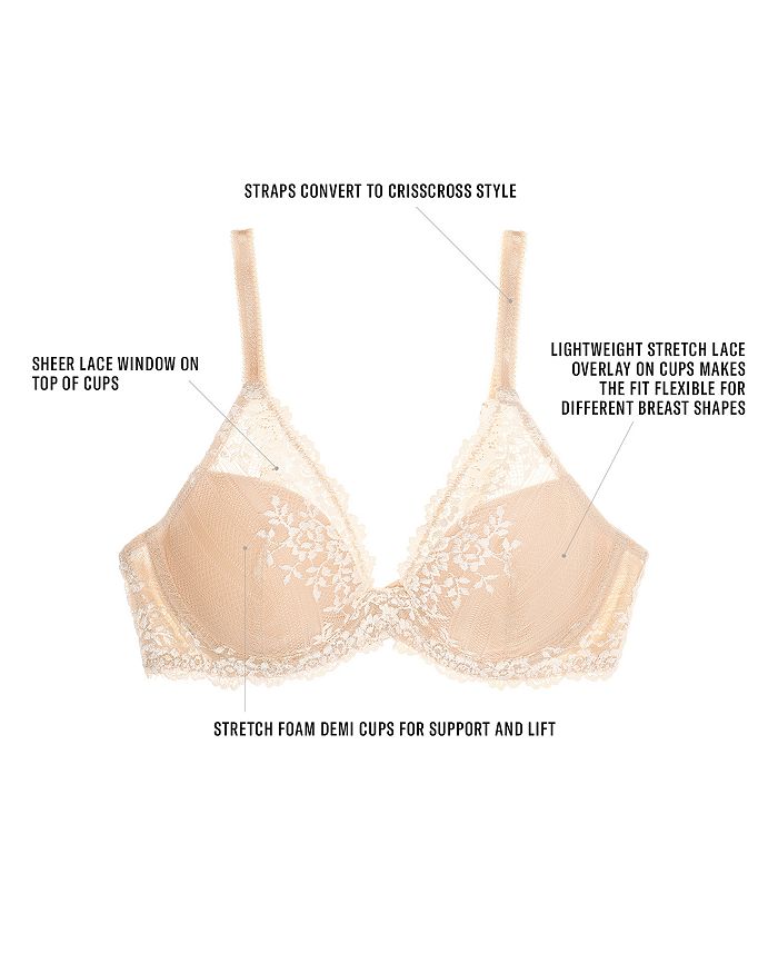 Wacoal Embrace Lace Plunge Convertible Contour Underwire Bra In Natural Nudeivory Modesens