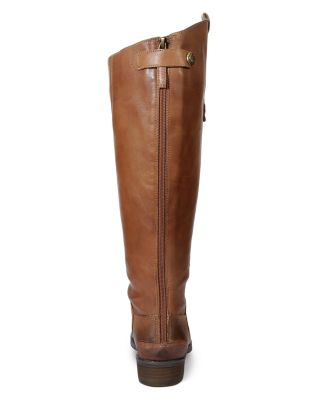 Women's Wide Calf Penny Round Toe Leather Low-Heel Riding Boots