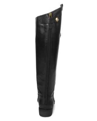 Women's Penny Round Toe Leather Low-Heel Riding Boots