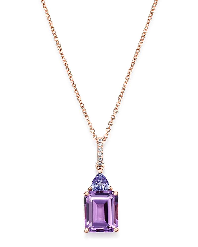 Bloomingdale's Fine Collection Amethyst & Tanzanite Pendant Necklace in 14K Rose Gold, 18