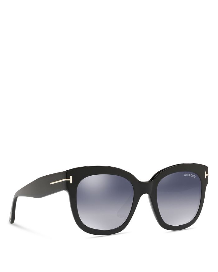 Shop Tom Ford Beatrix Mirrored Square Sunglasses, 52mm In Shiny Black/smoke