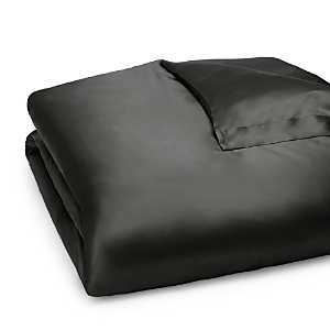 Gingerlily Silk Solid Duvet Cover, Queen In Charcoal