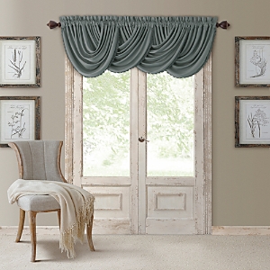 Elrene Home Fashions All Seasons Blackout Waterfall Valance, 52 X 36 In Dusty Blue