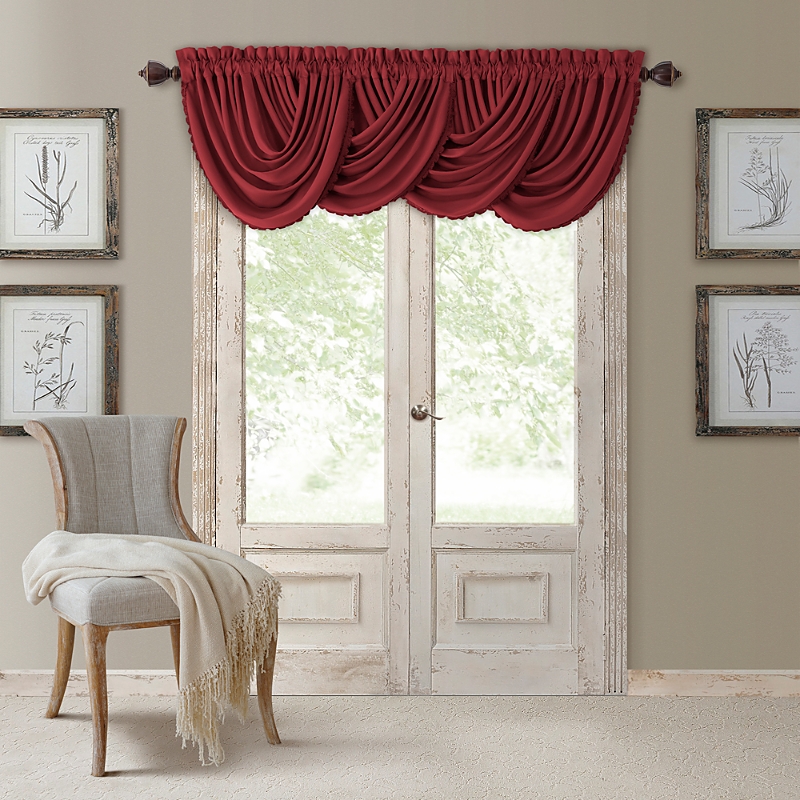 Elrene Home Fashions All Seasons Blackout Waterfall Valance, 52 X 36 In Rouge
