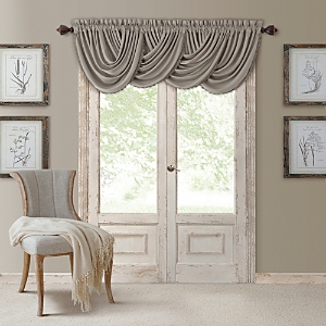 Elrene Home Fashions All Seasons Blackout Waterfall Valance, 52 X 36 In Silver