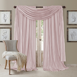Elrene Home Fashions Athena 52 X 95 Crinkled Curtain Panels, Pair With Scarf Valance In Blush