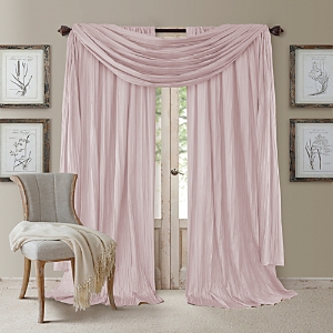 Shop Elrene Home Fashions Athena 52 X 95 Crinkled Curtain Panels, Pair With Scarf Valance In Blush