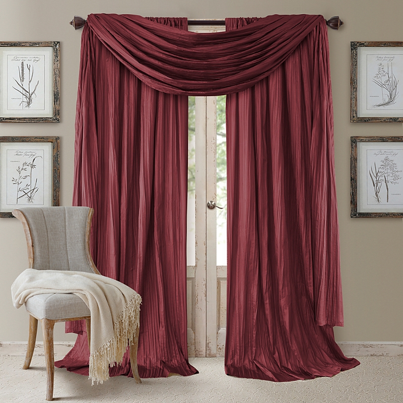 ELRENE HOME FASHIONS ATHENA 52 X 95 CRINKLED CURTAIN PANELS, PAIR WITH SCARF VALANCE 17797