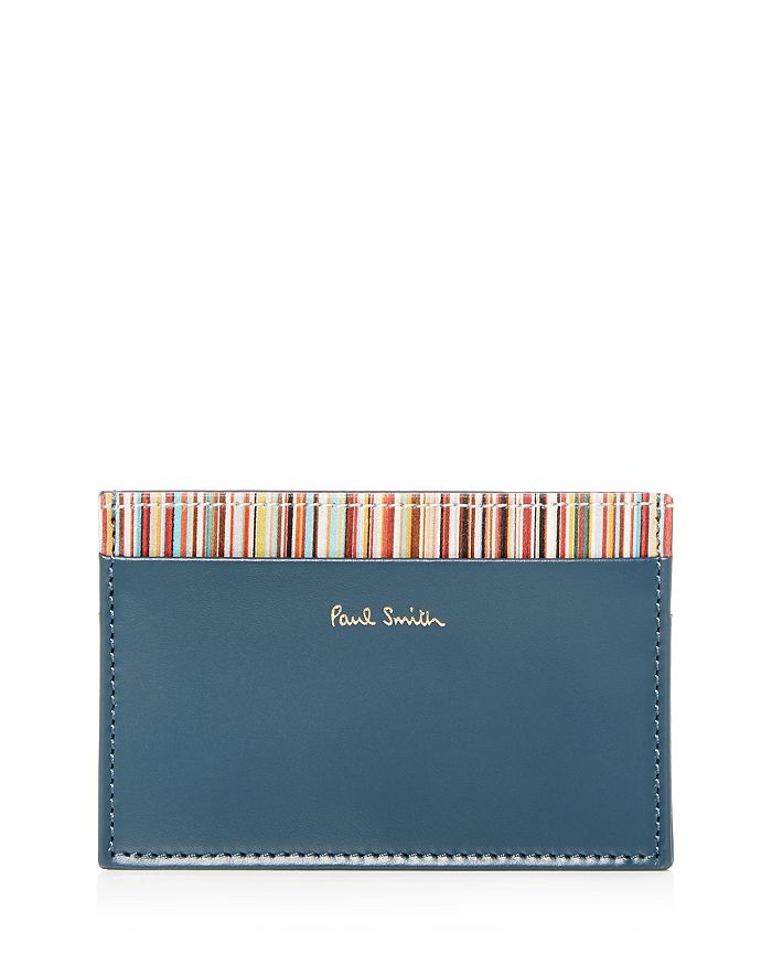 Paul Smith Multistripe Leather Card Case In Blue