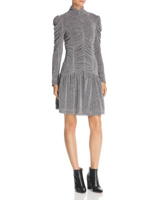 Rebecca Taylor - Ruched Metallic-Knit Dress
