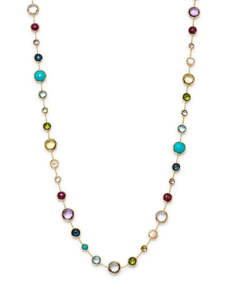 Ippolita 18K Yellow Gold Lollipop Lollitini Mother of Pearl, Green Gold Citrine, Peridot, Green Agate, Blue Topaz, Turquoise, London Blue Topaz, Amethyst & Pink Tourmaline Long Necklace, 36