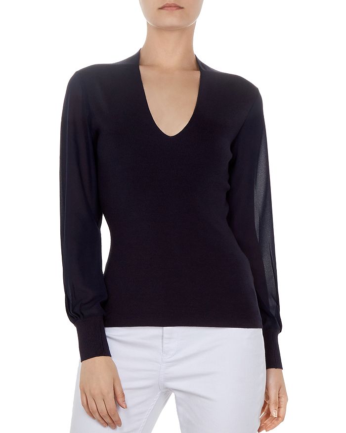 Sheer sleeve sweater sale
