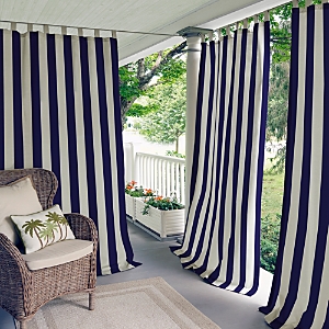Elrene Home Fashions Highland Stripe Indoor/outdoor Curtain Panel, 50 X 108 In Navy