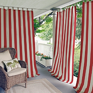 Elrene Home Fashions Highland Stripe Indoor/outdoor Curtain Panel, 50 X 108 In Red