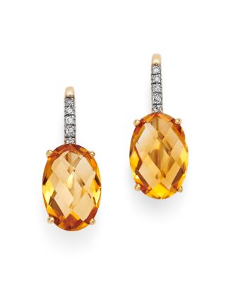 Bloomingdale's - Citrine & Diamond Oval Drop Earrings - Exclusive