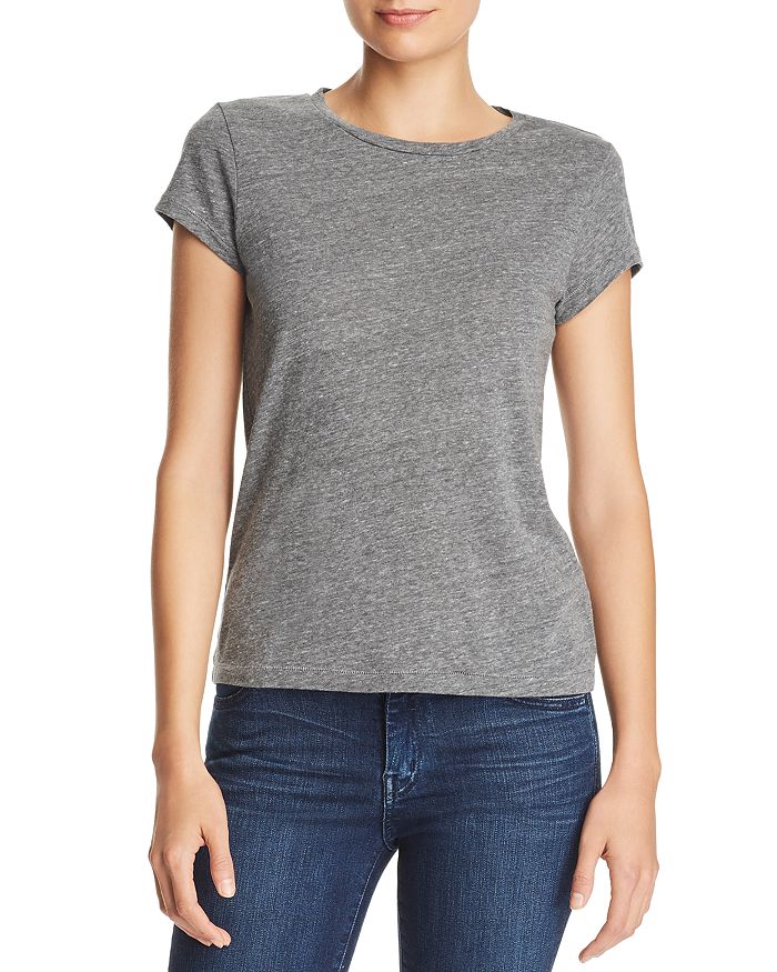 7 For All Mankind Crewneck Baby Tee In Heather Gray