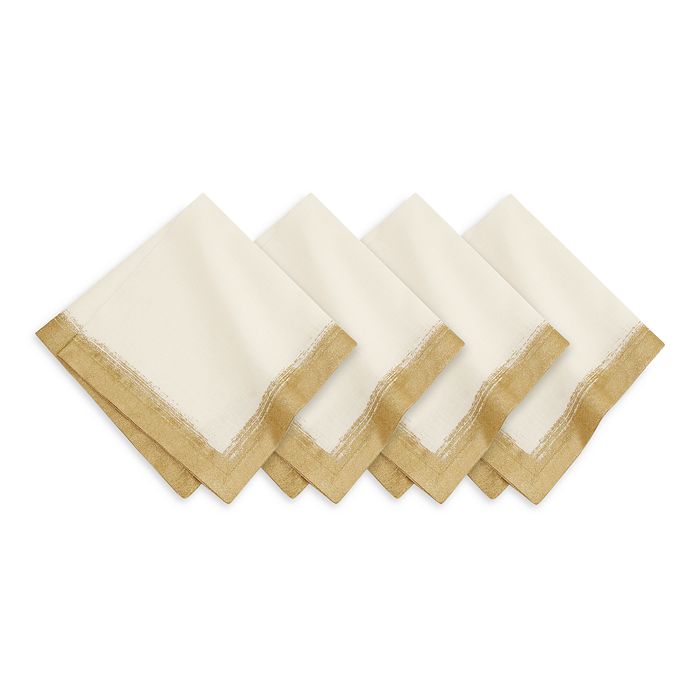 Villeroy & Boch Metallic Brushstroke Napkins, Set Of 4 In Ivory